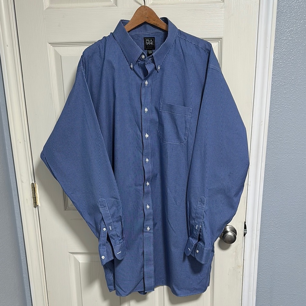 Jos. A. Bank Blue Check Casual Button Down Shirt